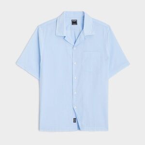 Light Blue Short-Sleeve Camp Collar Shirt